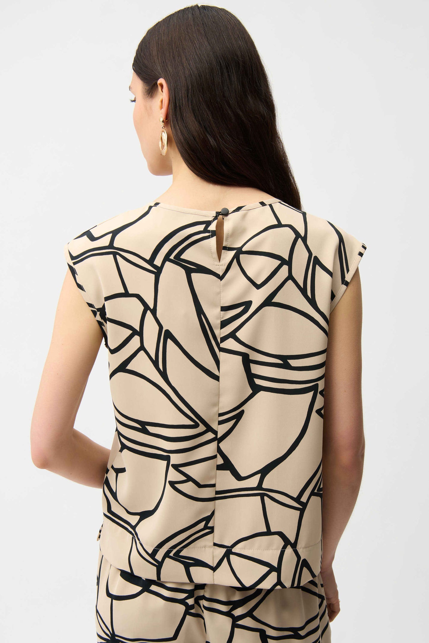 Joseph Ribkoff Recycled Woven Abstract Print Boxy Top