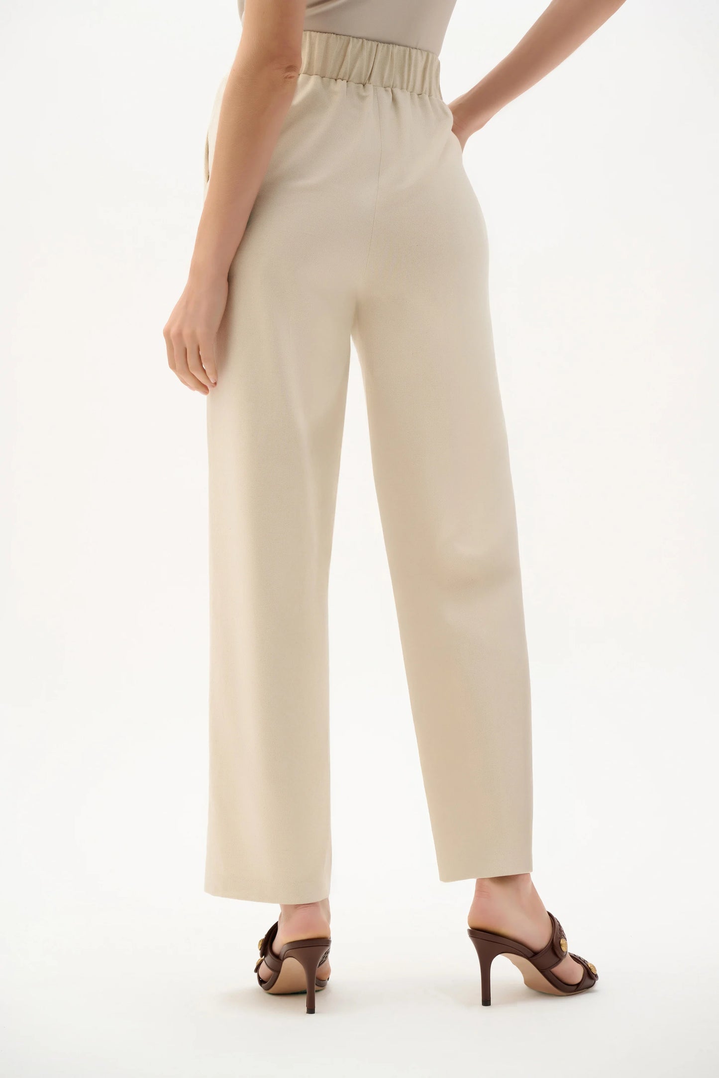 Joseph Ribkoff Linen Woven Pull-On Wide Leg Pants