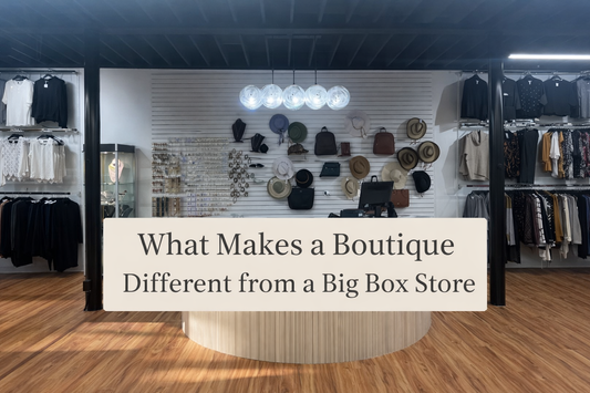 Interior of Expressions Ladies Wear boutique showing curated clothing and accessories – what makes boutique shopping different from big box stores.