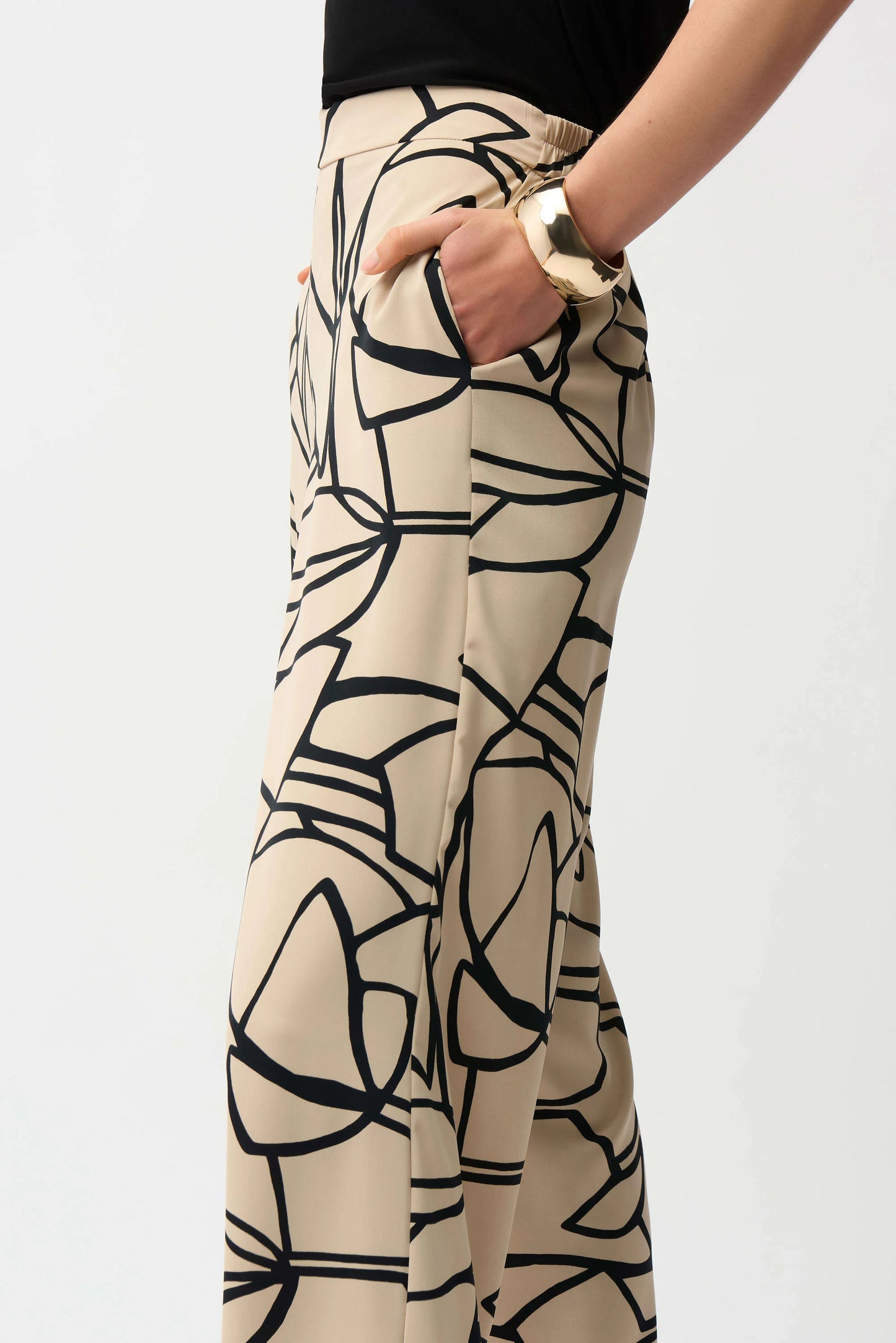 Joseph Ribkoff Recycled Woven Abstract Print Wide Leg Pull-On Pants
