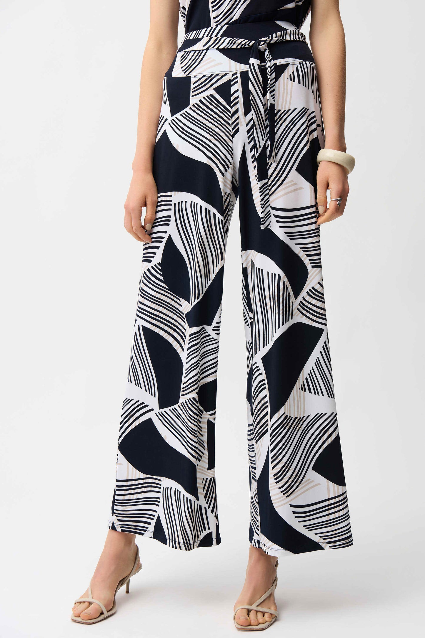 Joseph Ribkoff Silky Knit Geometric Print Wide Leg Pull-On Pants
