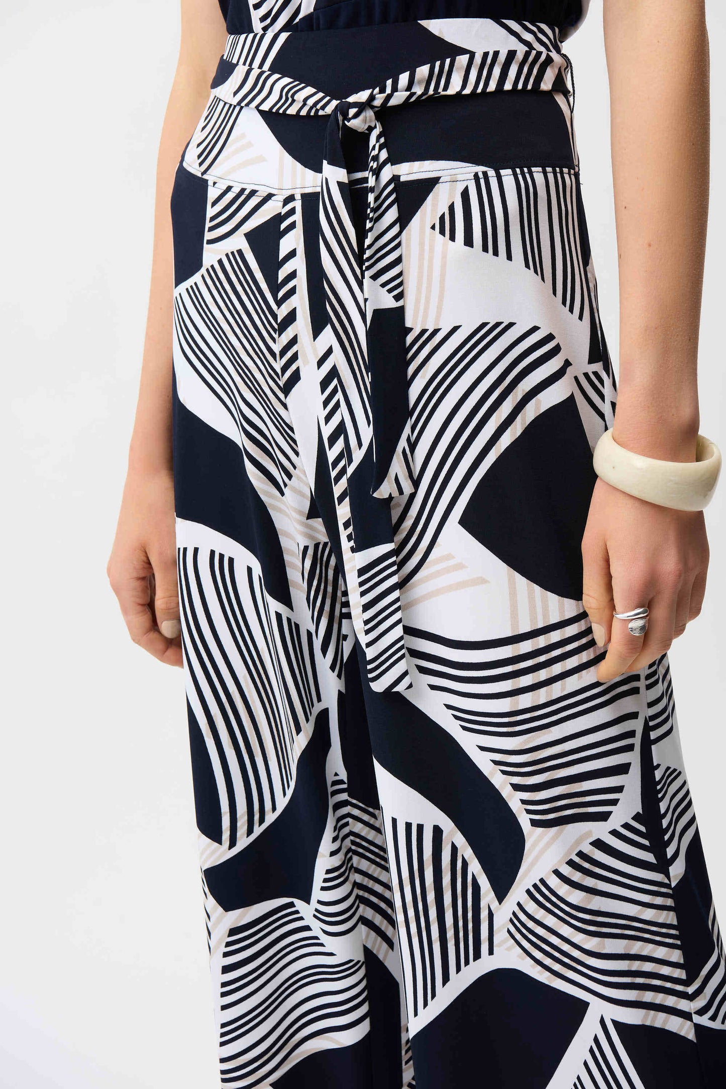 Joseph Ribkoff Silky Knit Geometric Print Wide Leg Pull-On Pants