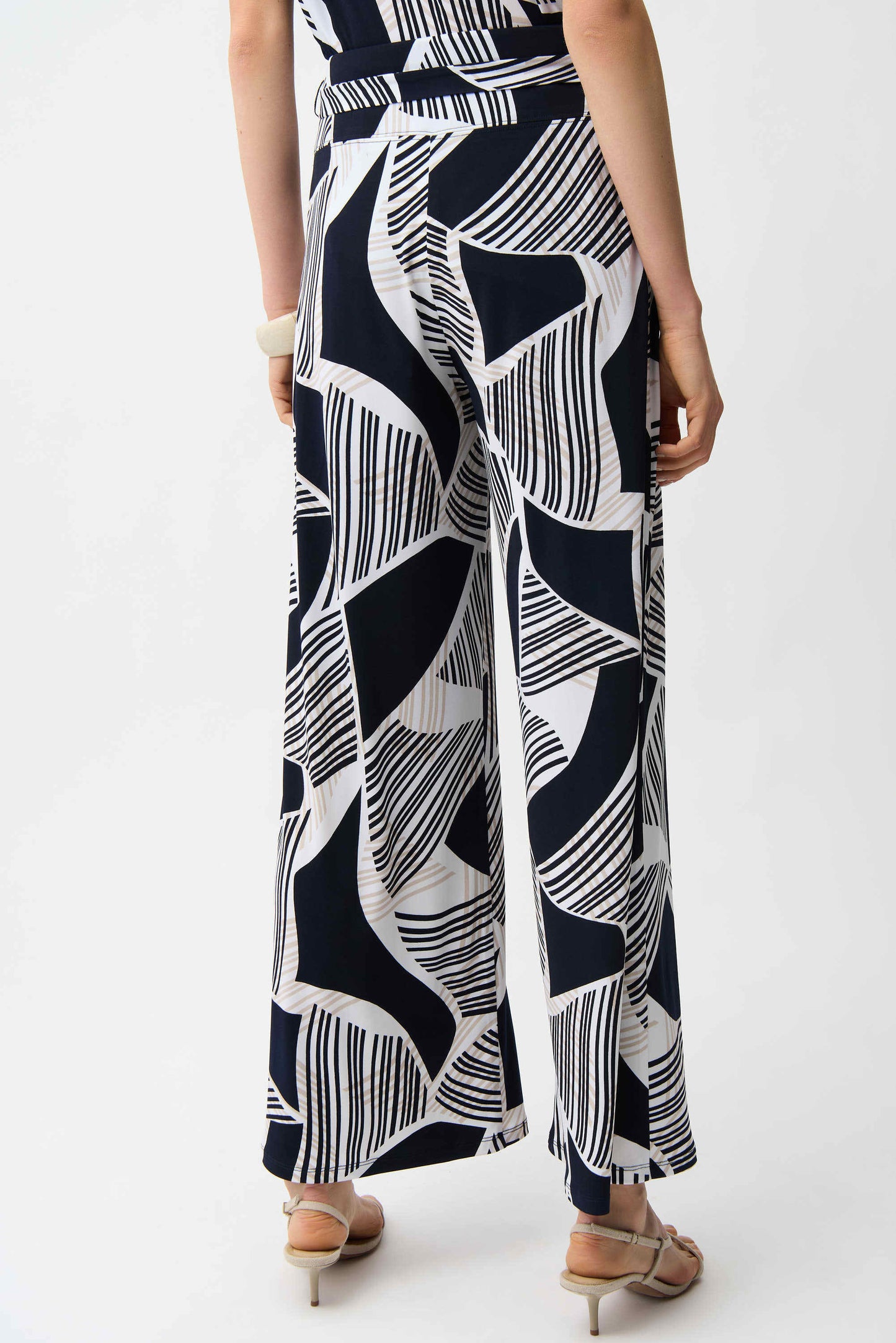Joseph Ribkoff Silky Knit Geometric Print Wide Leg Pull-On Pants