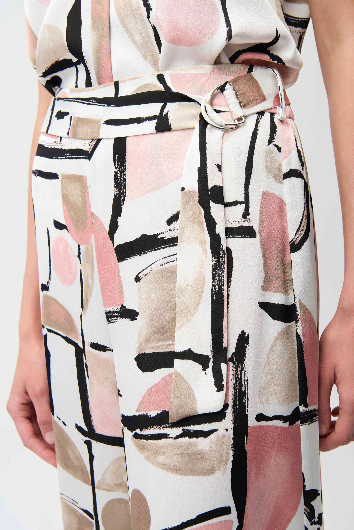 Joseph Ribkoff Recycled Satin Abstract Print Wide Leg Pull-On Pants