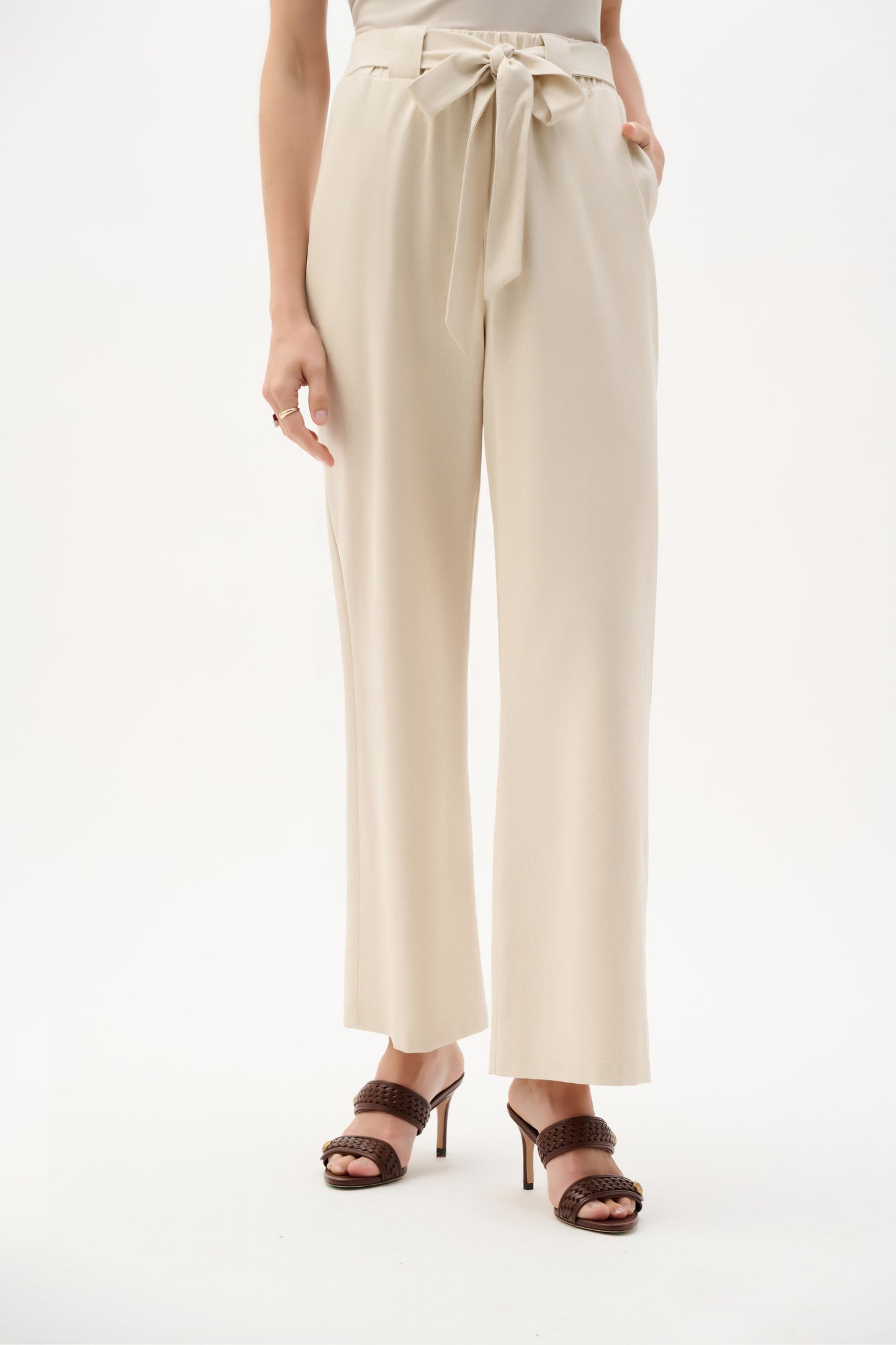 Joseph Ribkoff Linen Woven Pull-On Wide Leg Pants